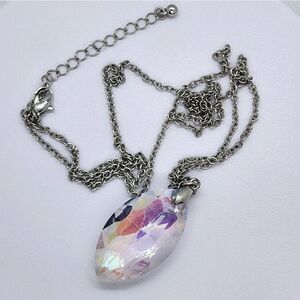 🔸️Silver Plated Chain w/Clear Stone Pendant Necklace